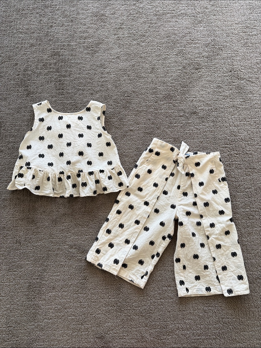 Mayoral Cream and Black Polka Dot Girls Matching Set